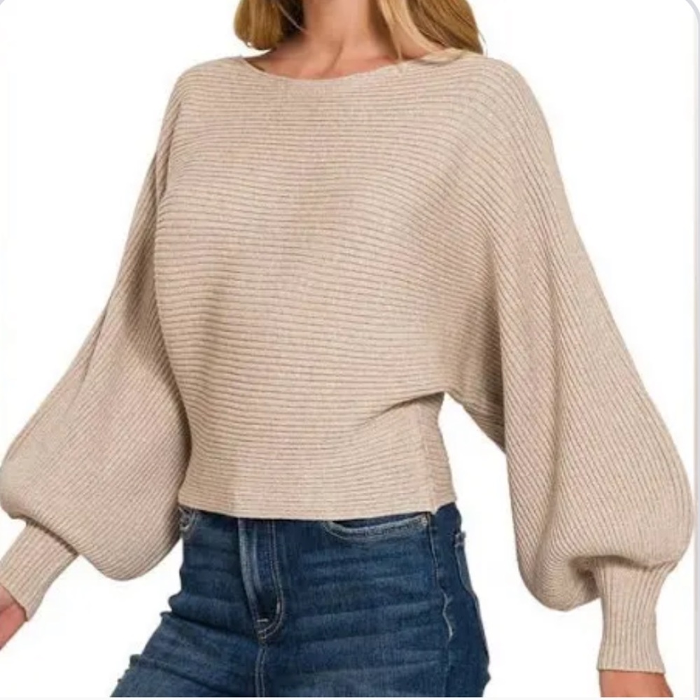 Miiou Muse Cashmere Silk Blend Cream Dolman Crop Sweater